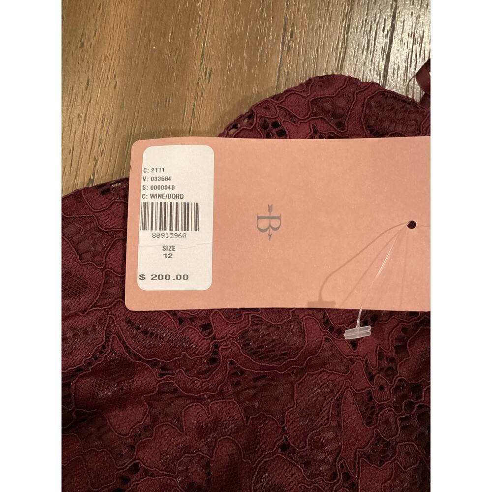 Anthropologie BHLDN Emma Sweetheart Sleeveless Lace Long Gown Front Slit Wine 12 - Picture 9 of 16